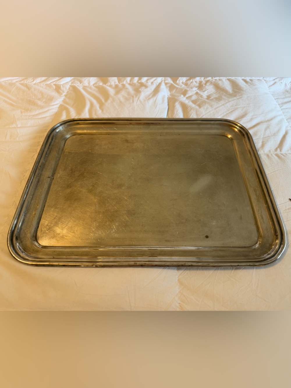 English Hotel-Style Silver Plated Large Serving Tray